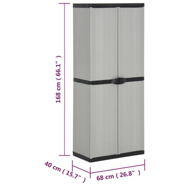 vidaXL Garden Storage Cabinet with 3 Shelves Gray&Black 26.8"x15.7"x66.1" - Image 9