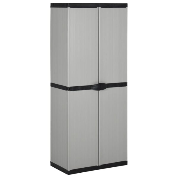 vidaXL Garden Storage Cabinet with 3 Shelves Gray&Black 26.8"x15.7"x66.1"