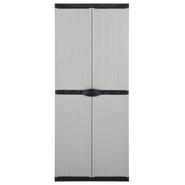 vidaXL Garden Storage Cabinet with 3 Shelves Gray&Black 26.8"x15.7"x66.1" - Image 2