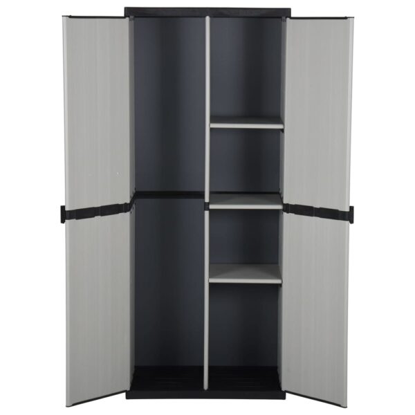 vidaXL Garden Storage Cabinet with 3 Shelves Gray&Black 26.8"x15.7"x66.1" - Image 3