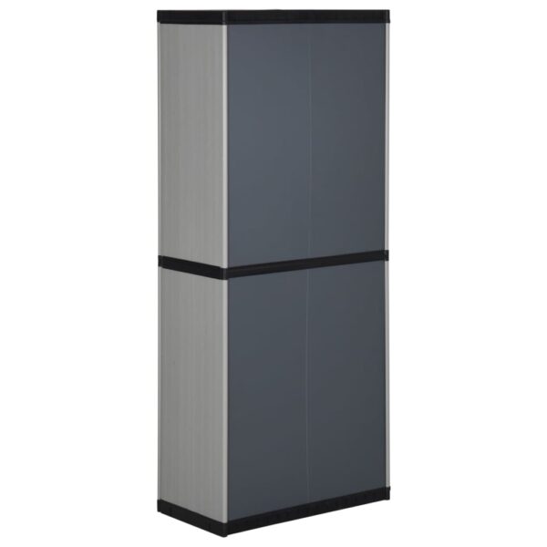 vidaXL Garden Storage Cabinet with 3 Shelves Gray&Black 26.8"x15.7"x66.1" - Image 5