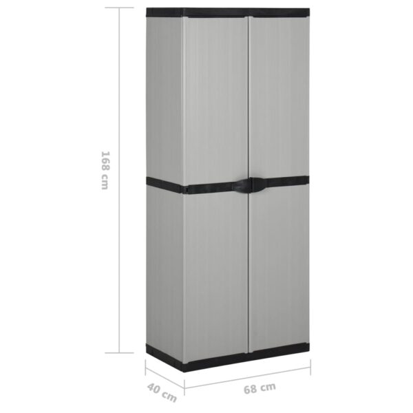 vidaXL Garden Storage Cabinet with 3 Shelves Gray&Black 26.8"x15.7"x66.1" - Image 9