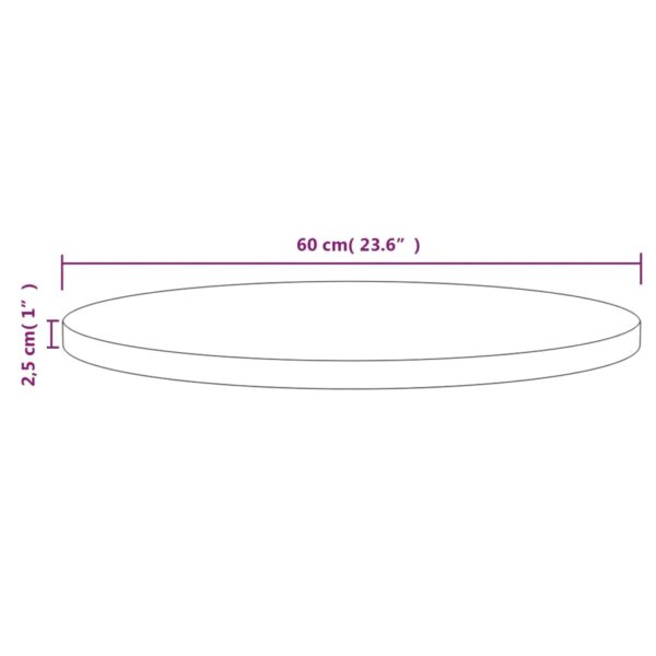 vidaXL Table Top Ã˜23.6"x1" Solid Wood Pine - Image 6