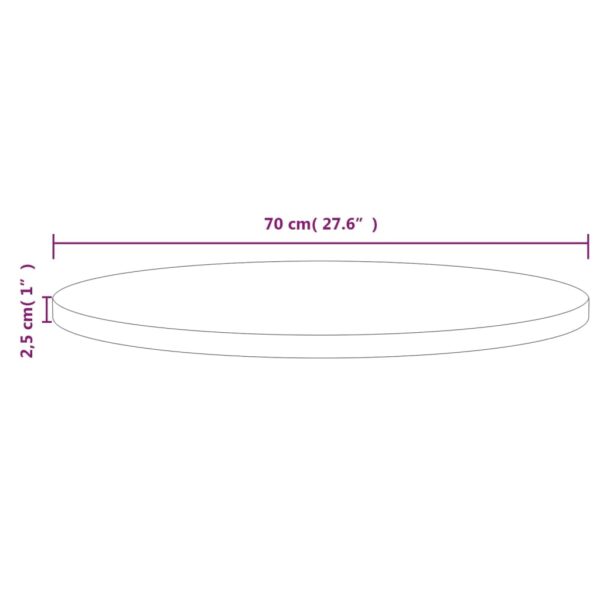 vidaXL Table Top Ã˜27.6"x1" Solid Wood Pine - Image 6