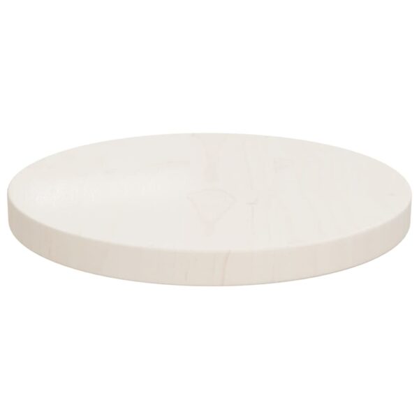 vidaXL Table Top White Ã˜11.8"x1" Solid Wood Pine - Image 2