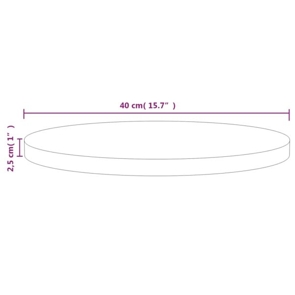 vidaXL Table Top White Ã˜15.7"x1" Solid Wood Pine - Image 6