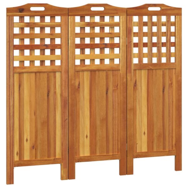 vidaXL 3-Panel Room Divider 47.8"x0.8"x45.3" Solid Wood Acacia - Image 2