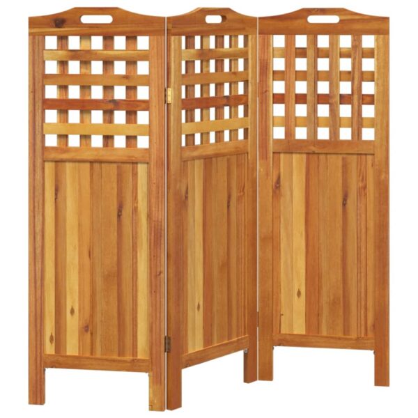 vidaXL 3-Panel Room Divider 47.8"x0.8"x45.3" Solid Wood Acacia - Image 4