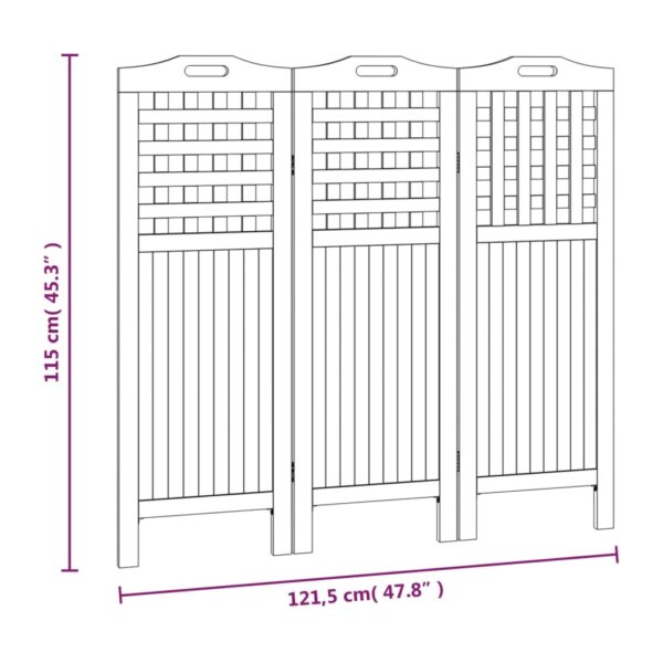 vidaXL 3-Panel Room Divider 47.8"x0.8"x45.3" Solid Wood Acacia - Image 9