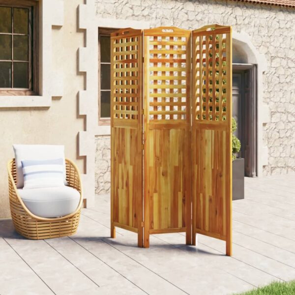 vidaXL 3-Panel Room Divider 47.8"x0.8"x70.9" Solid Wood Acacia - Image 3