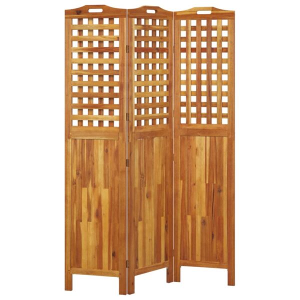 vidaXL 3-Panel Room Divider 47.8"x0.8"x70.9" Solid Wood Acacia - Image 4