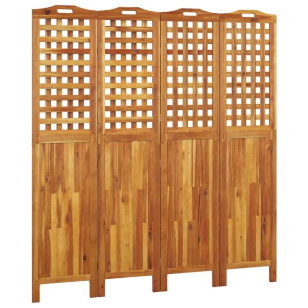 vidaXL 4-Panel Room Divider 63.8"x0.8"x70.9" Solid Wood Acacia - Image 2