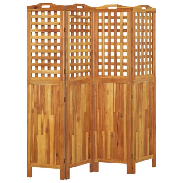 vidaXL 4-Panel Room Divider 63.8"x0.8"x70.9" Solid Wood Acacia - Image 4