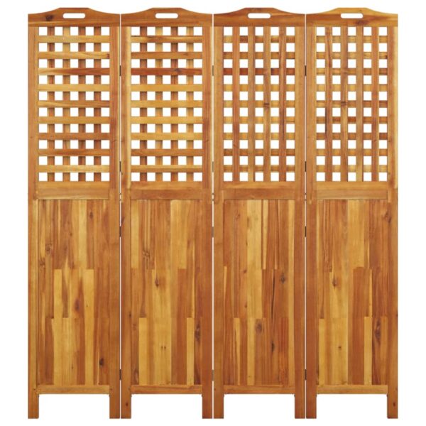 vidaXL 4-Panel Room Divider 63.8"x0.8"x70.9" Solid Wood Acacia - Image 5