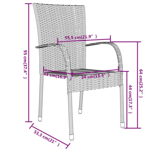 vidaXL 3 Piece Patio Dining Set Poly Rattan Brown - Image 8