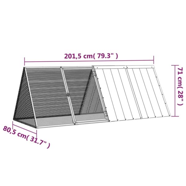 vidaXL Rabbit Cage Gray 79.3"x31.7"x28" Galvanized Steel - Image 6