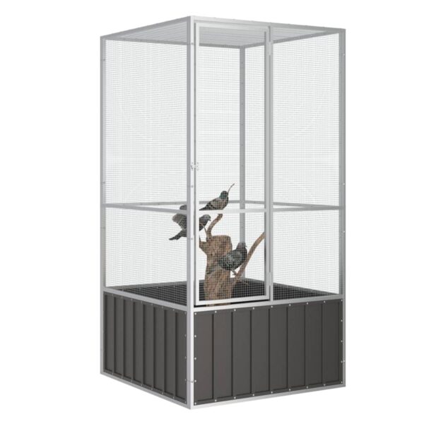 vidaXL Bird Cage Anthracite 43.7"x42.1"x83.3" Galvanized Steel - Image 2