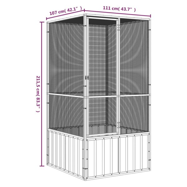 vidaXL Bird Cage Anthracite 43.7"x42.1"x83.3" Galvanized Steel - Image 6