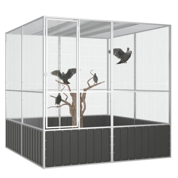 vidaXL Bird Cage Anthracite 84.1"x85.6"x83.3" Galvanized Steel - Image 2