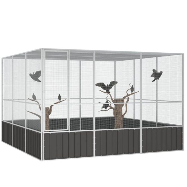 vidaXL Bird Cage Anthracite 119.1"x127.8"x83.3" Galvanized Steel - Image 2