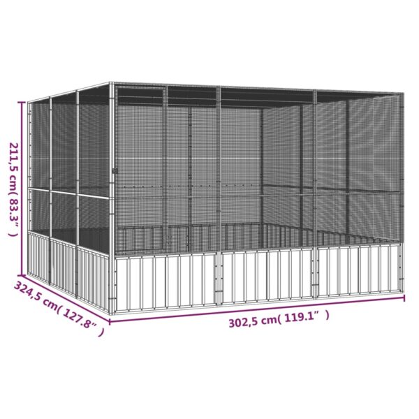 vidaXL Bird Cage Anthracite 119.1"x127.8"x83.3" Galvanized Steel - Image 6