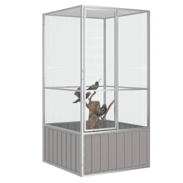 vidaXL Bird Cage Gray 43.7"x42.1"x83.3" Galvanized Steel - Image 2