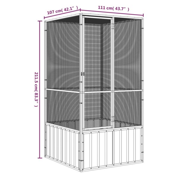 vidaXL Bird Cage Gray 43.7"x42.1"x83.3" Galvanized Steel - Image 6