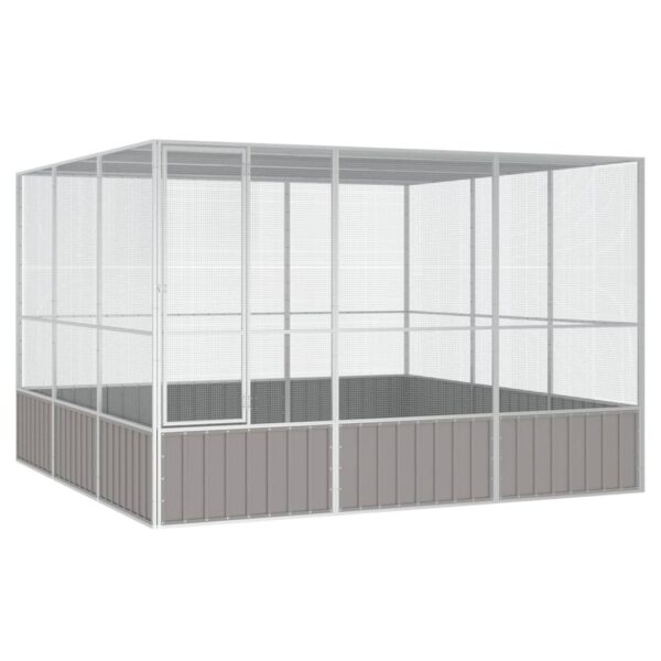 vidaXL Bird Cage Gray 119.1"x127.8"x83.3" Galvanized Steel