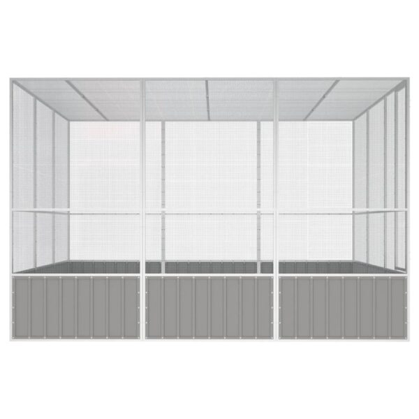 vidaXL Bird Cage Gray 119.1"x127.8"x83.3" Galvanized Steel - Image 4