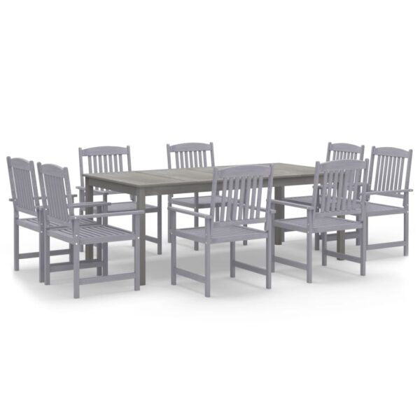 vidaXL 9 Piece Patio Dining Set Solid Wood Acacia Gray - Image 2