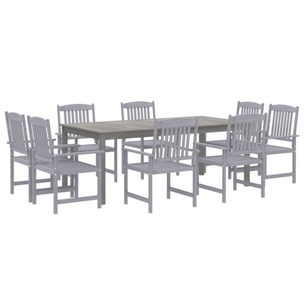 vidaXL 9 Piece Patio Dining Set Solid Wood Acacia Gray - Image 3