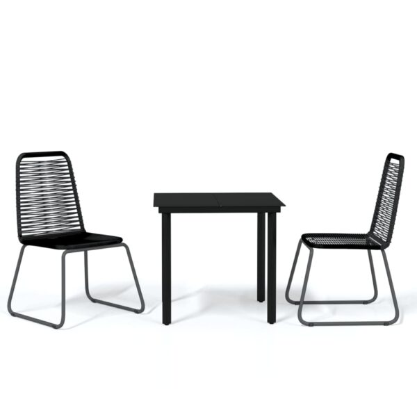 vidaXL 3 Piece Patio Dining Set Black - Image 2