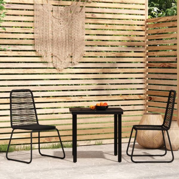 vidaXL 3 Piece Patio Dining Set Black