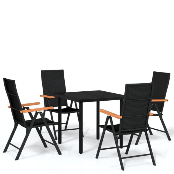 vidaXL 5 Piece Patio Dining Set Black - Image 2