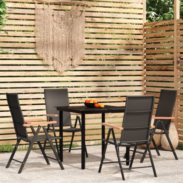 vidaXL 5 Piece Patio Dining Set Black