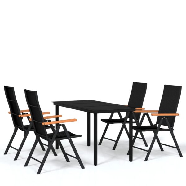 vidaXL 5 Piece Patio Dining Set Black - Image 2