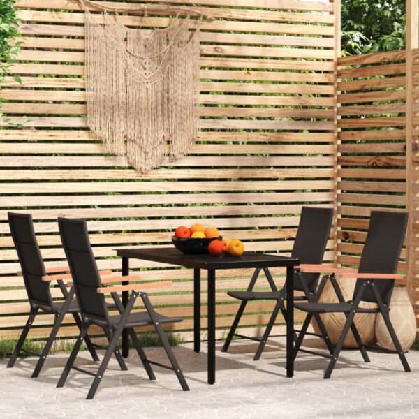 vidaXL 5 Piece Patio Dining Set Black