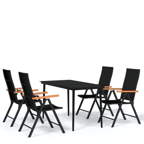 vidaXL 5 Piece Patio Dining Set Black - Image 2