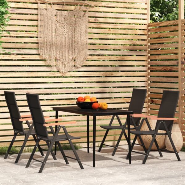 vidaXL 5 Piece Patio Dining Set Black