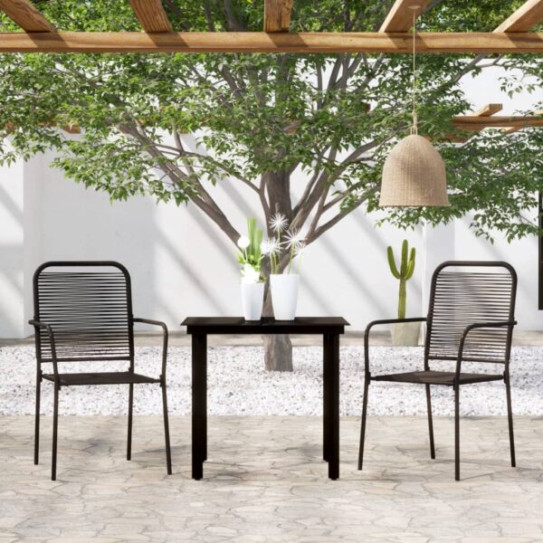 vidaXL 3 Piece Patio Dining Set Black