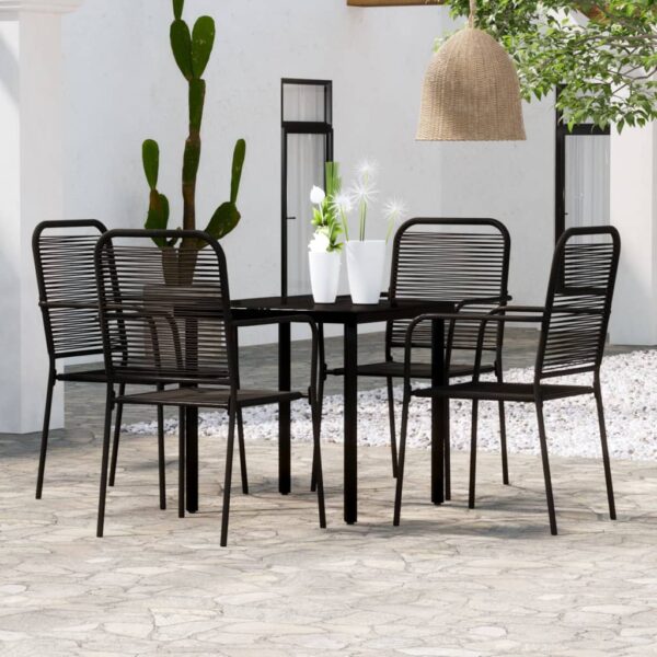 vidaXL 5 Piece Patio Dining Set Black