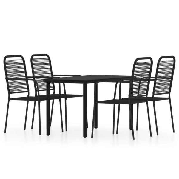 vidaXL 5 Piece Patio Dining Set Black - Image 2