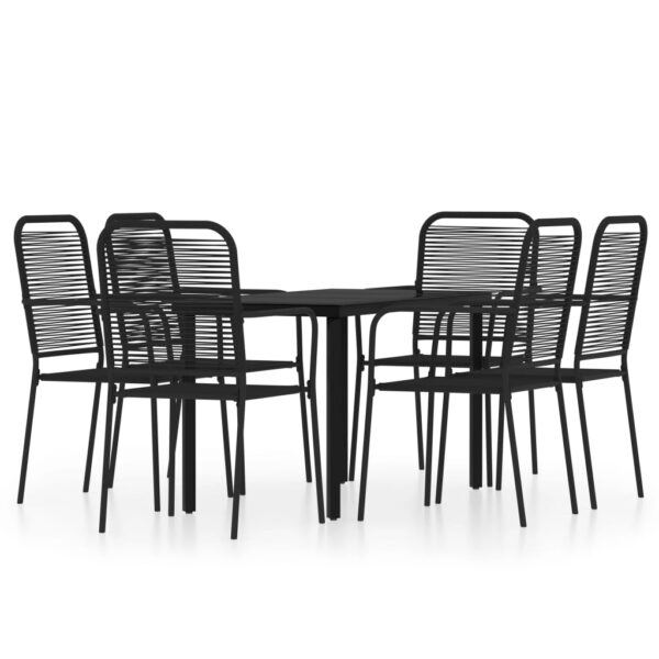 vidaXL 7 Piece Patio Dining Set Black - Image 2