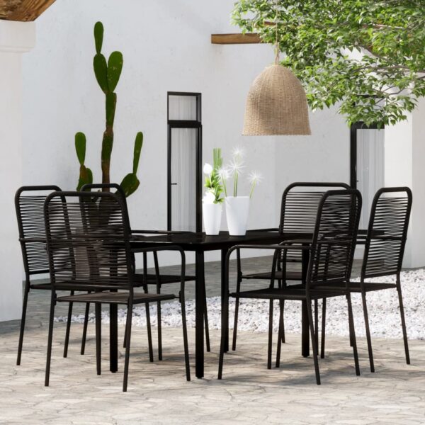 vidaXL 7 Piece Patio Dining Set Black