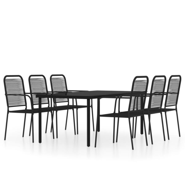 vidaXL 7 Piece Patio Dining Set Black - Image 2