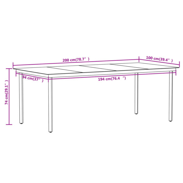 vidaXL 7 Piece Patio Dining Set Black - Image 8