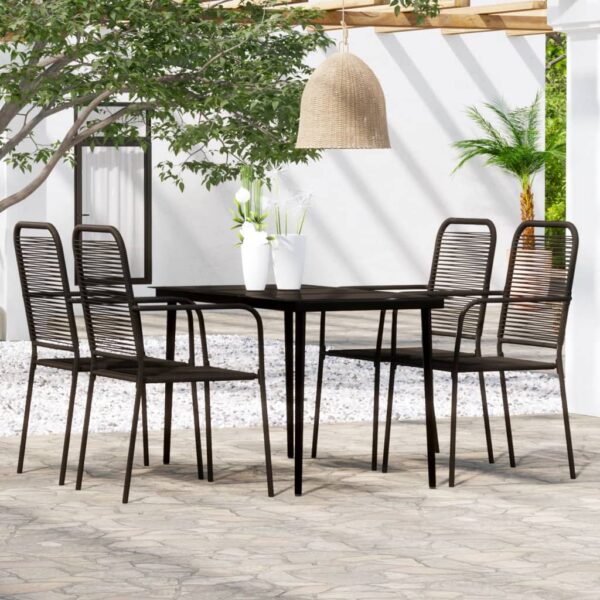 vidaXL 5 Piece Patio Dining Set Black