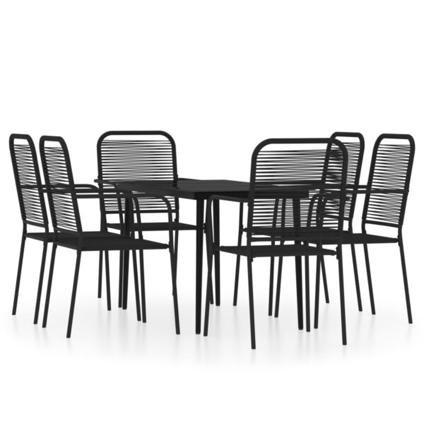 vidaXL 7 Piece Patio Dining Set Black - Image 2