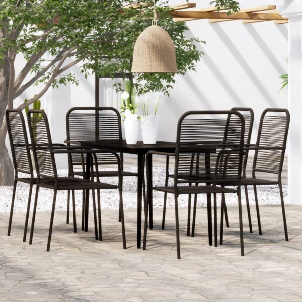 vidaXL 7 Piece Patio Dining Set Black