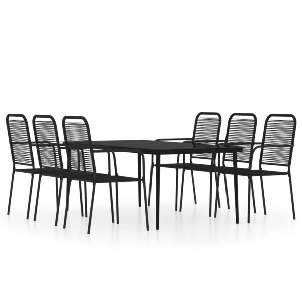 vidaXL 7 Piece Patio Dining Set Black - Image 2